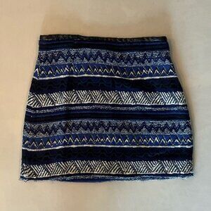 Zara Blue Pattern Mini Skirt